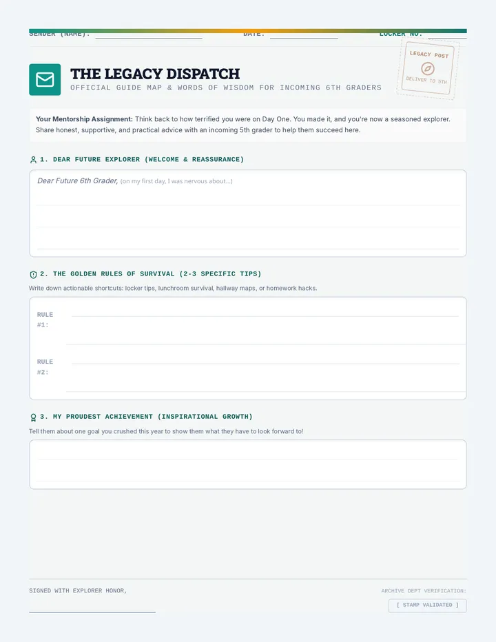 Legacy Letter Worksheet