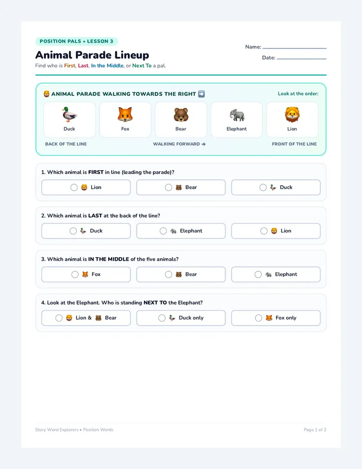 Lineup Match Worksheet