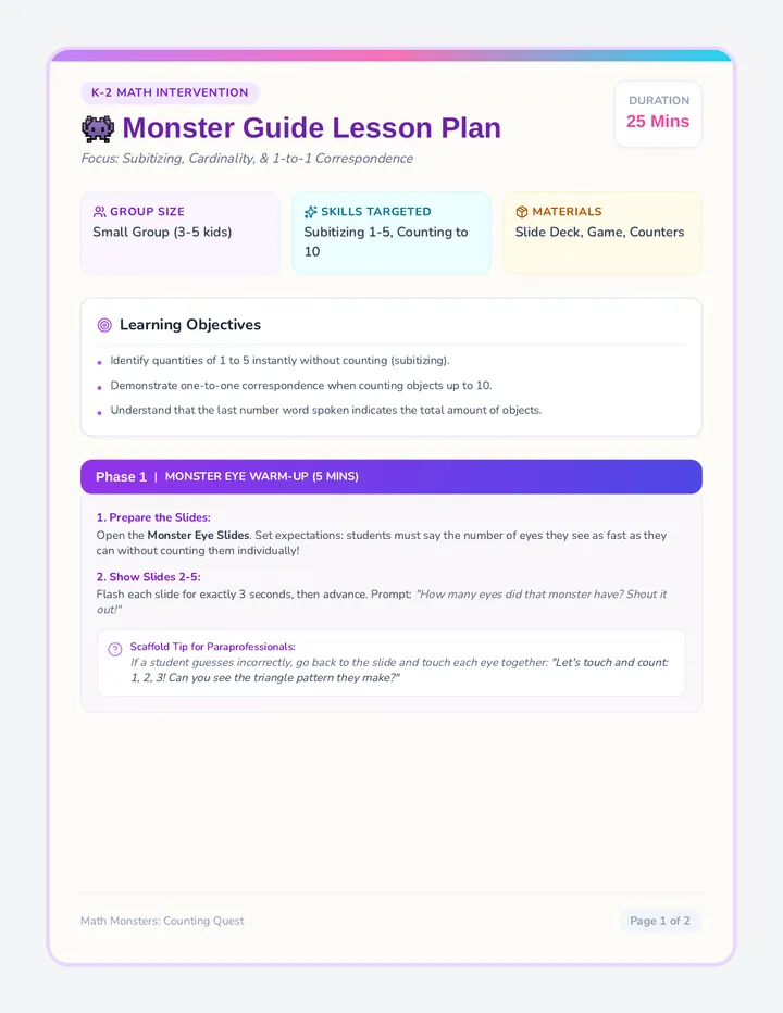 Monster Guide Lesson Plan