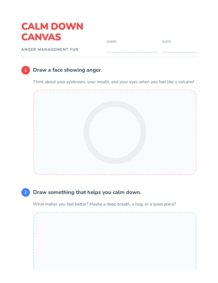 Calm Down Canvas Worksheet • Material • Lenny.com