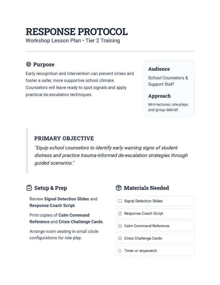 Response Protocol Lesson Plan