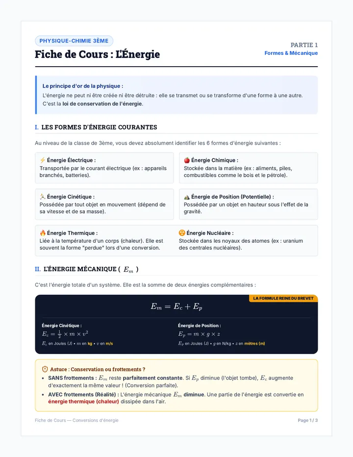 Cours Complet Energie