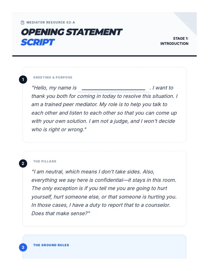 Mediator Opening Script Handout