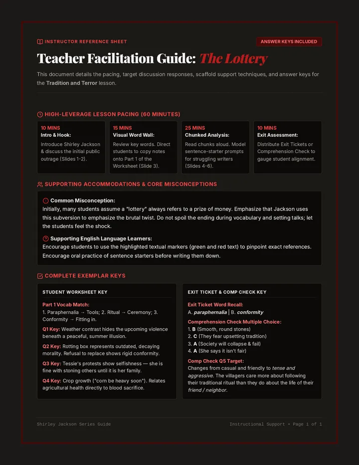 Tradition and Terror Teacher Guide