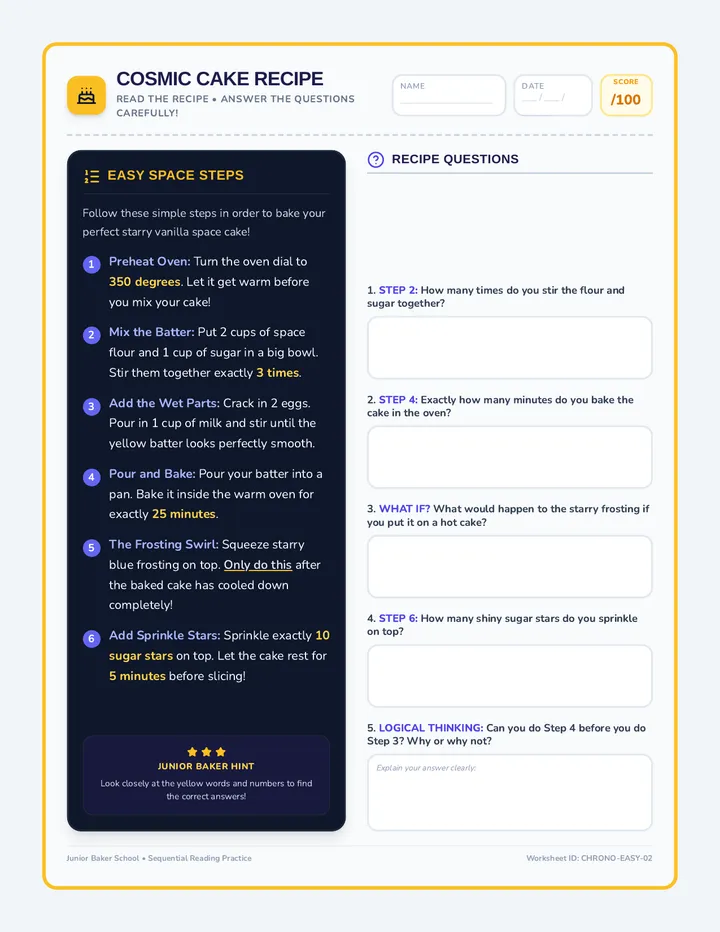 Cosmic Cake Worksheet