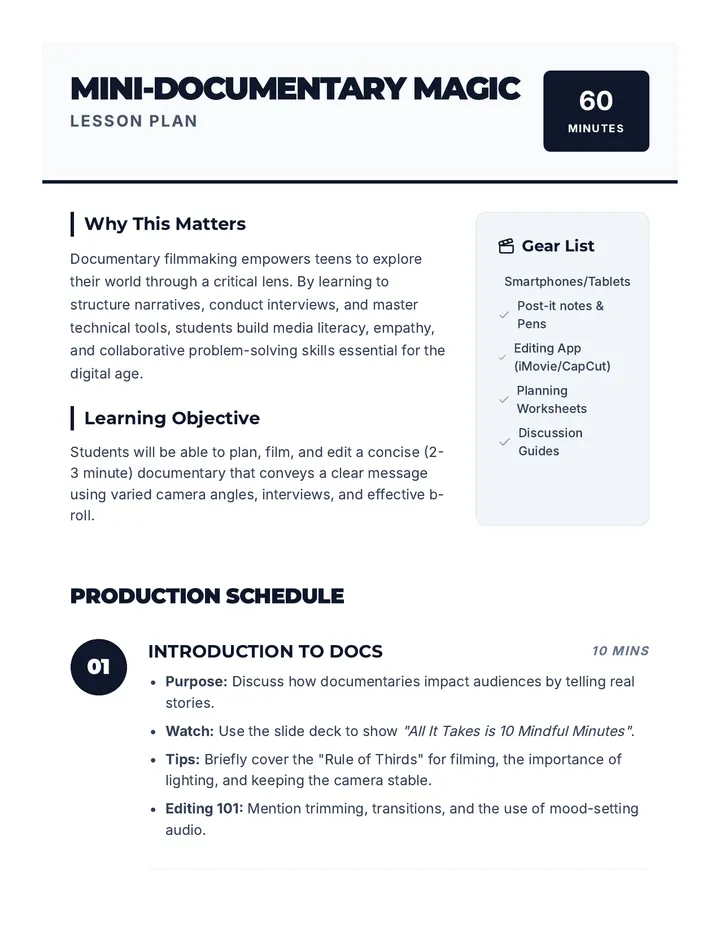 Mini Documentary Magic Lesson Plan