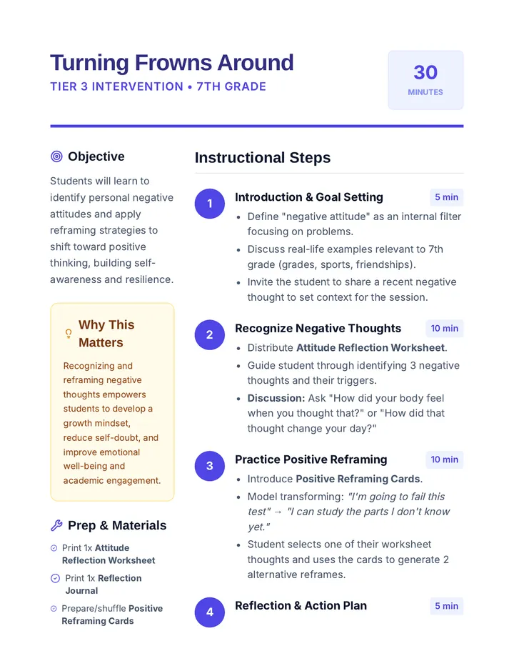 Turning Frowns Lesson Plan