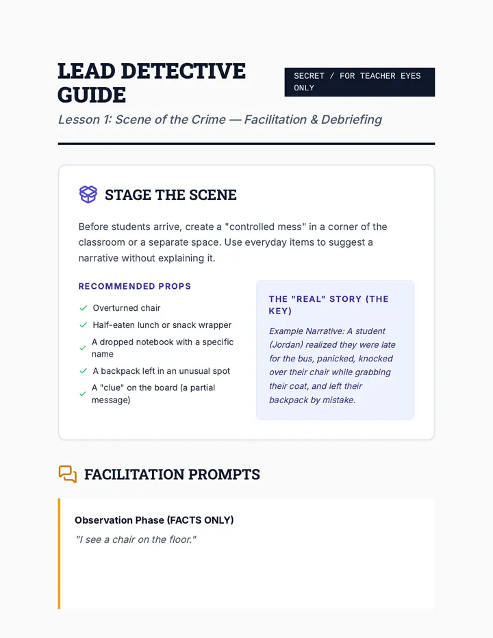 Forensic Debrief Teacher Guide