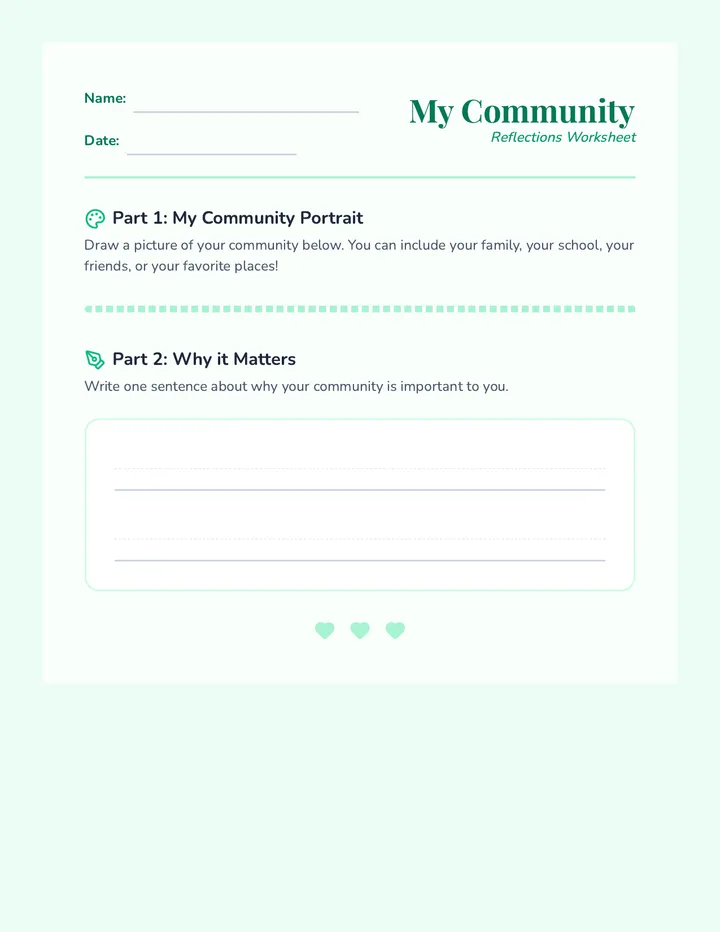 Community Reflections Worksheet