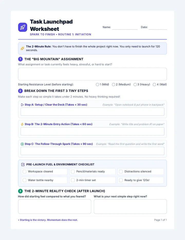 Task Launchpad Worksheet