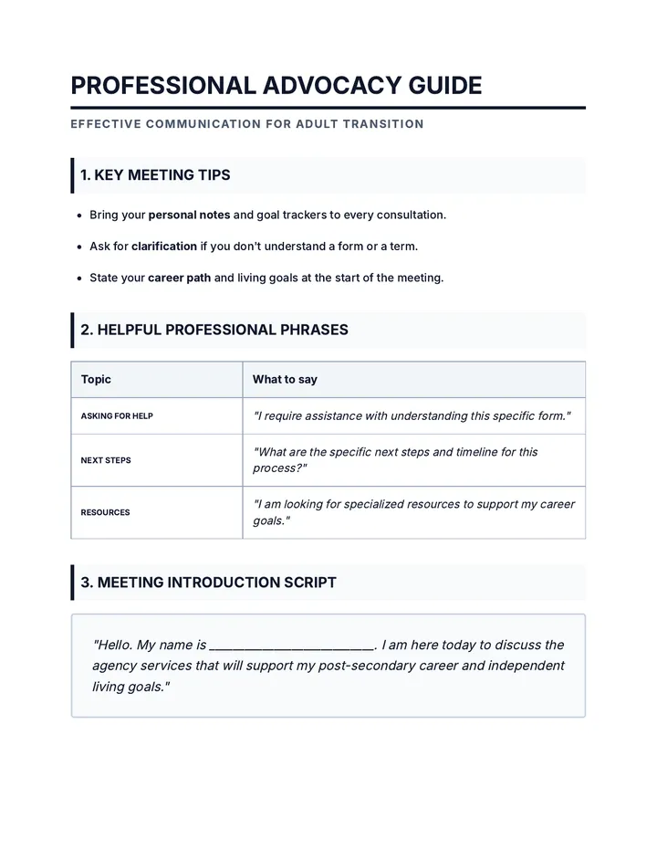 Professional Advocacy Guide Worksheet