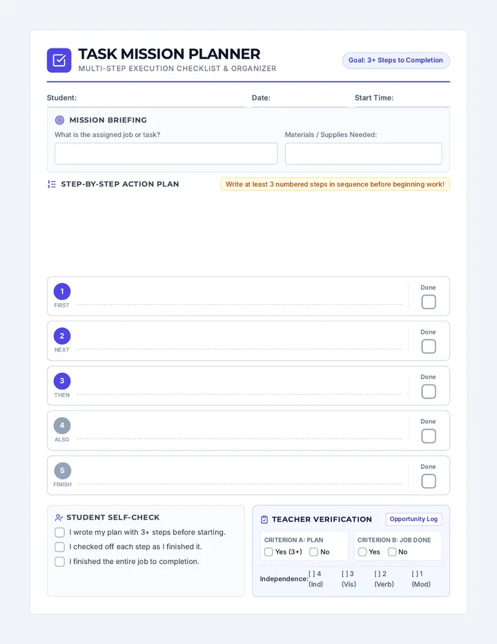 Task Mission Planner Sheet