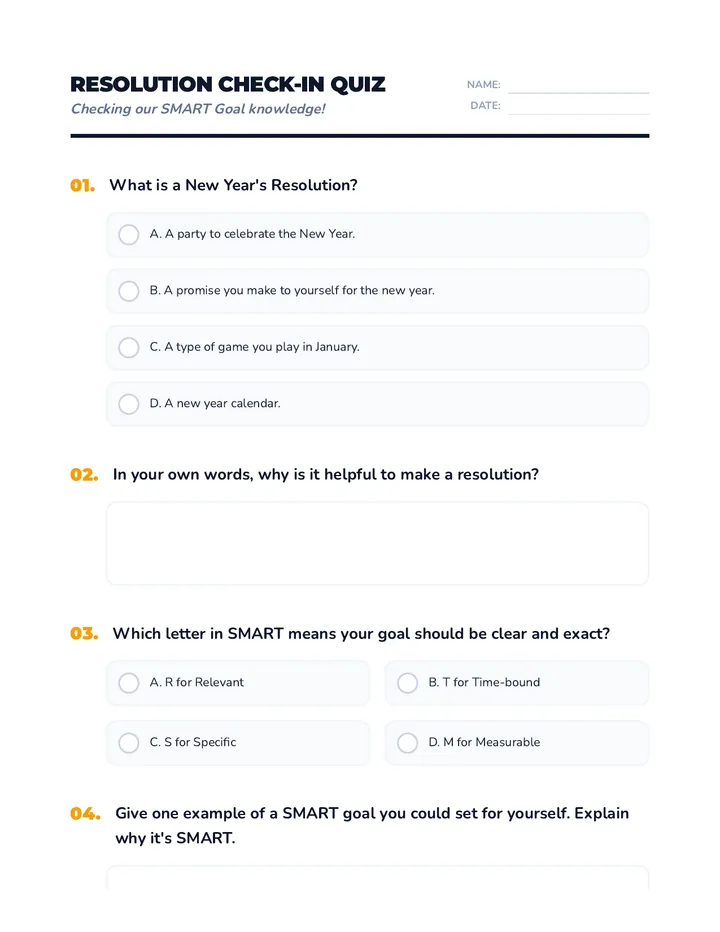 Resolution Check-In Quiz