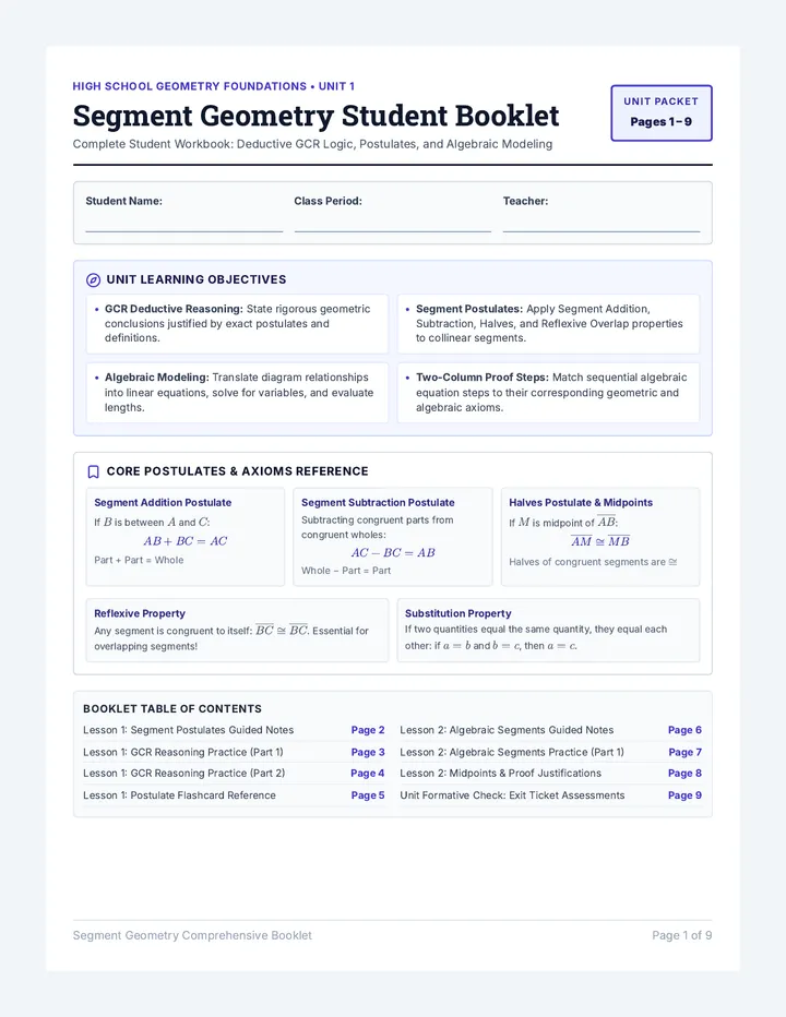 Segment Geometry Student Booklet