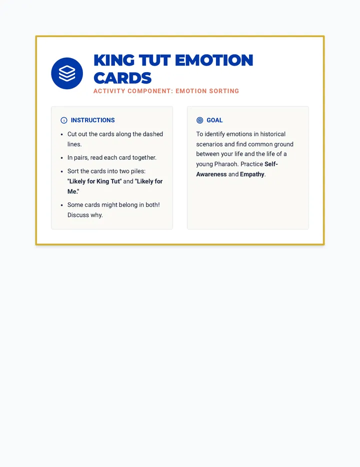 King Tut Emotion Cards Activity
