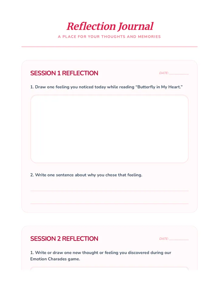 Reflection Journal Pages
