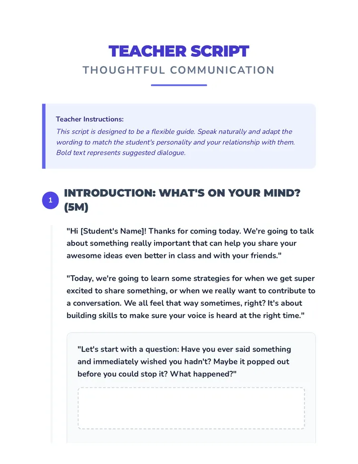 Thoughtful Talk Script