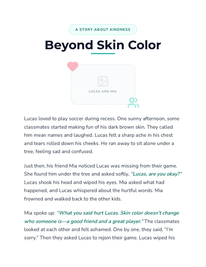 Beyond Skin Color Reading Passage