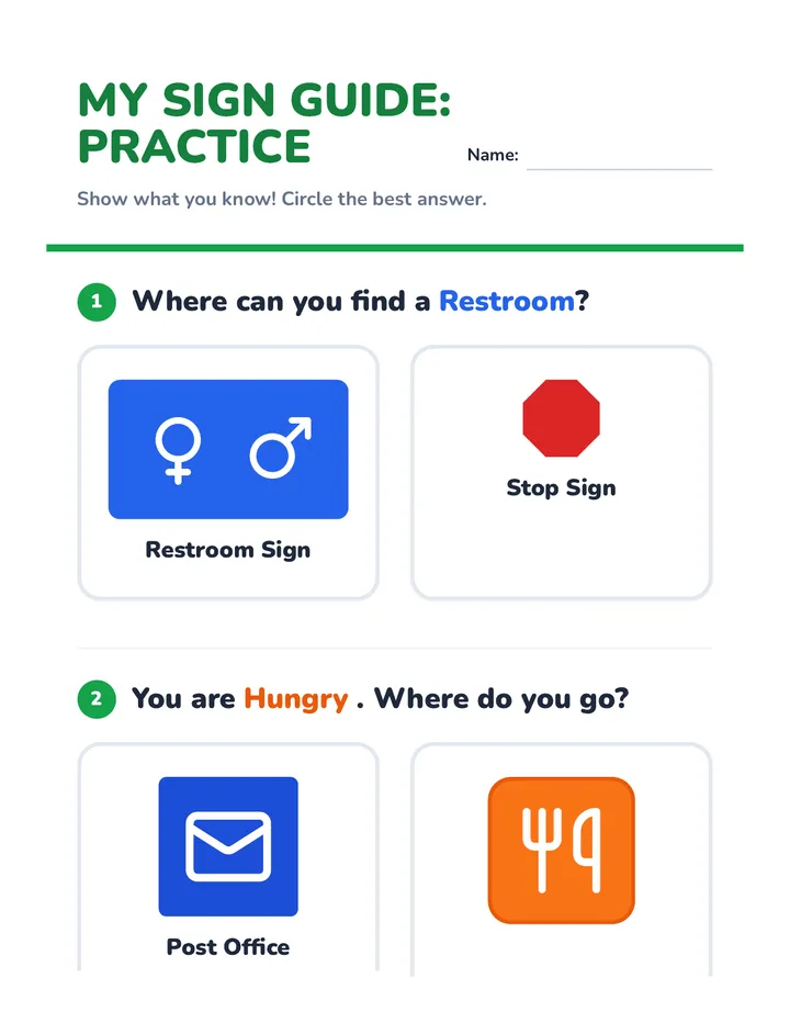 My Sign Guide Worksheet