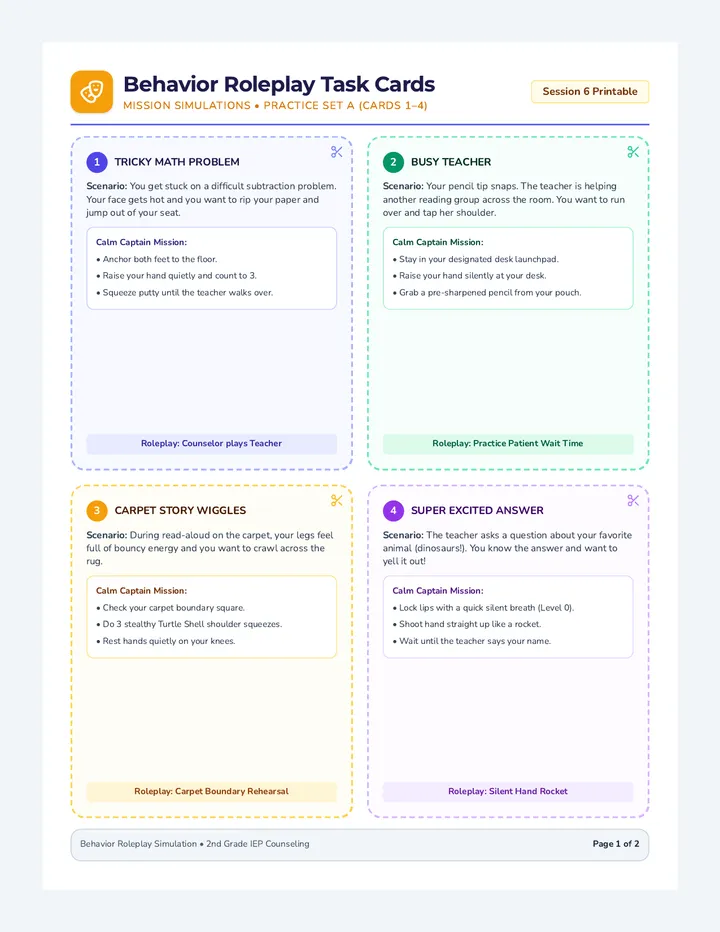 Behavior Roleplay Task Cards