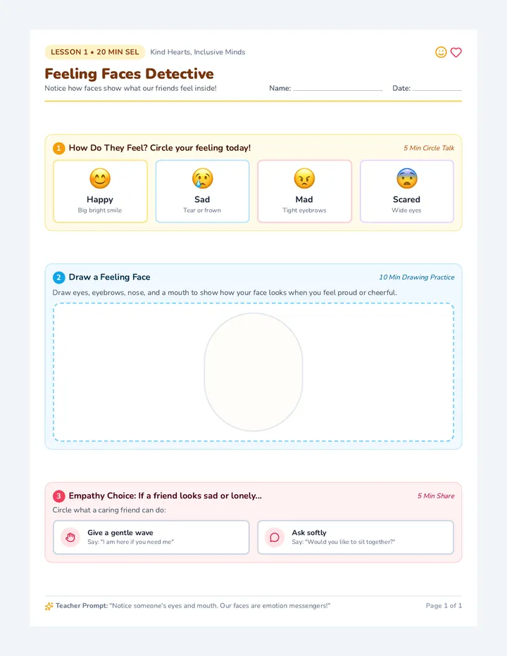 Feeling Faces Activity Sheet