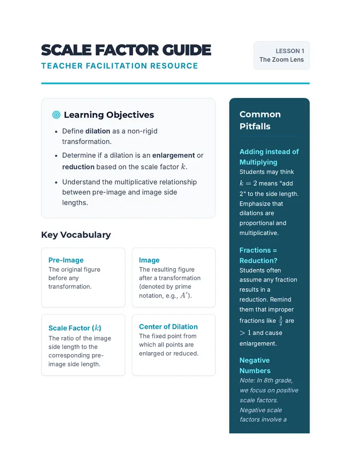 Scale Factor Teacher Guide