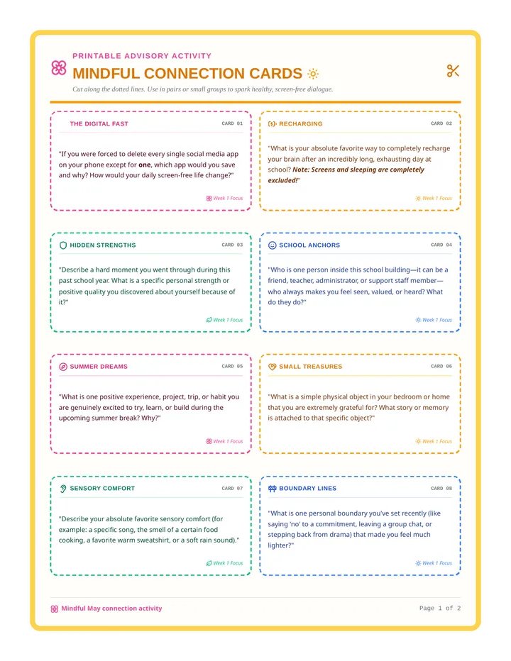 Mindful May Connection Cards