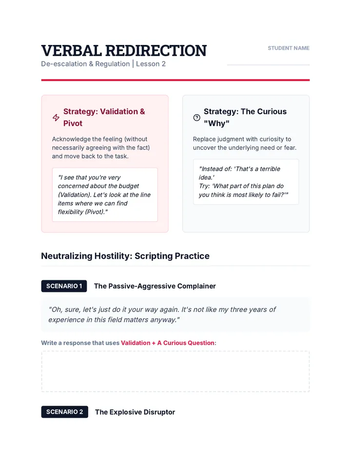 Verbal Redirection Activity