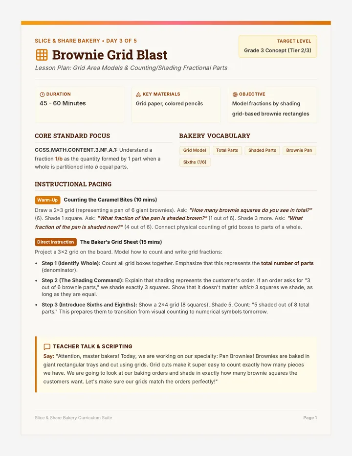 Brownie Grid Blast Teacher Guide