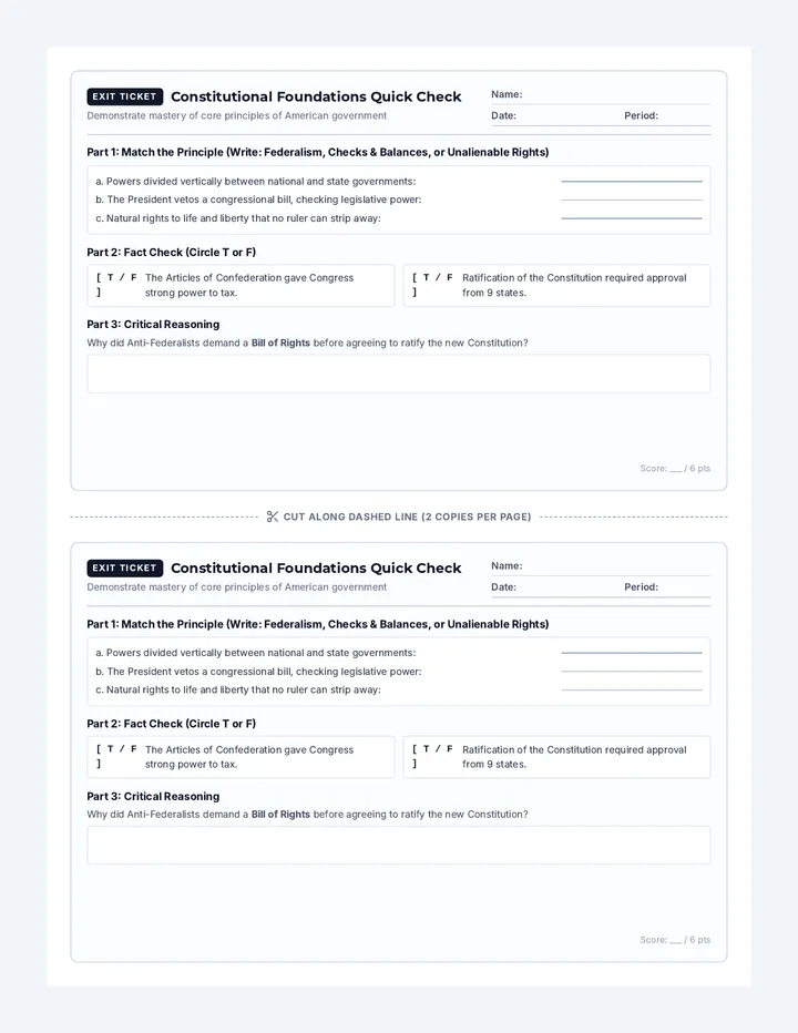 Constitutional Foundations Exit Ticket