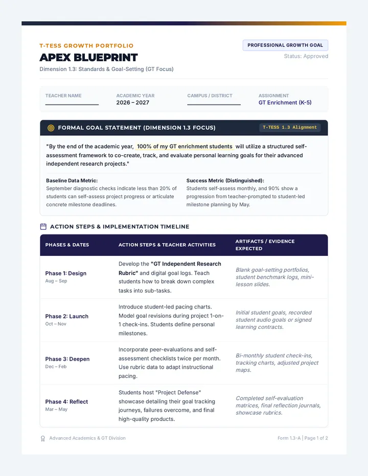 Apex Blueprint Goal Planner