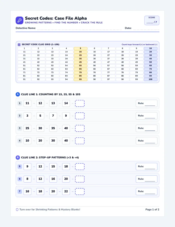 Secret Codes Worksheet