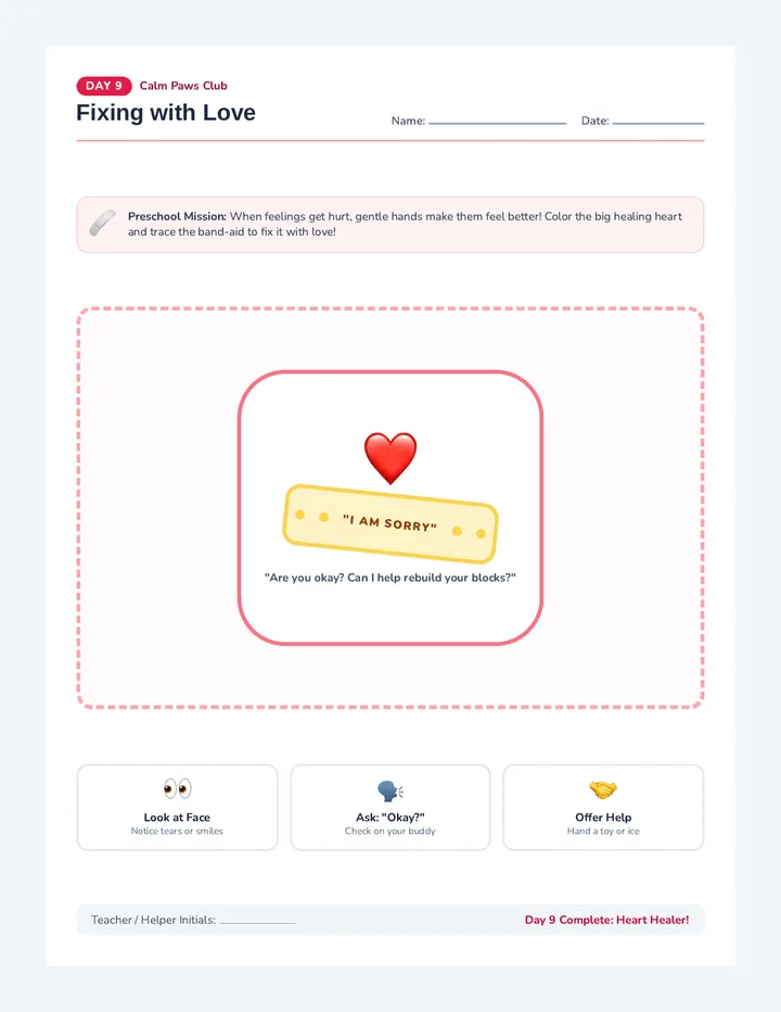 Friendship Repair Student Worksheet