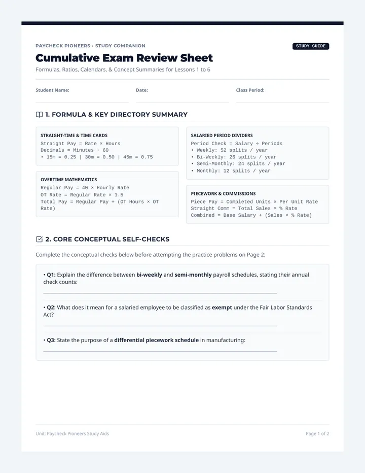 Paycheck Pioneers Review Sheet