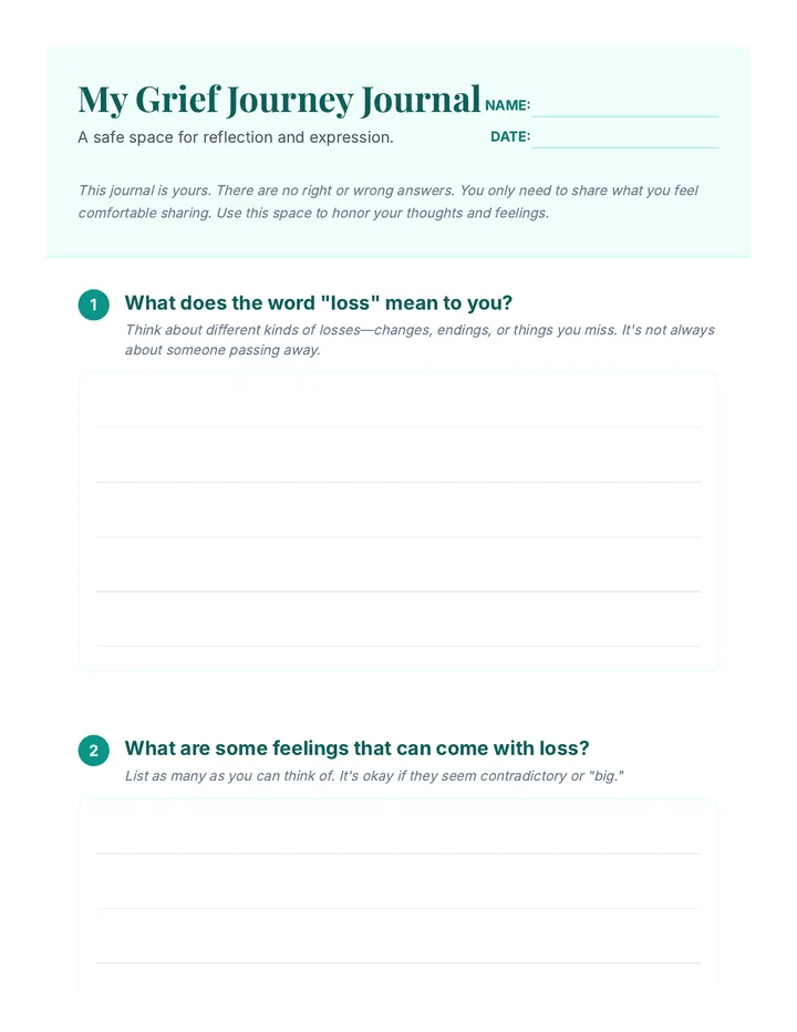 My Grief Journey Journal