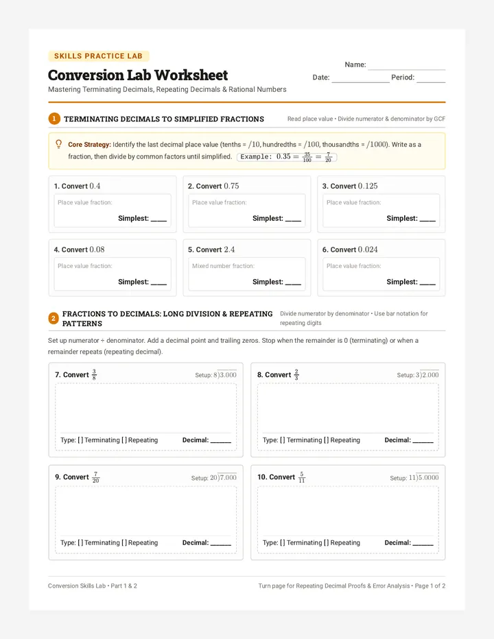 Conversion Lab Worksheet
