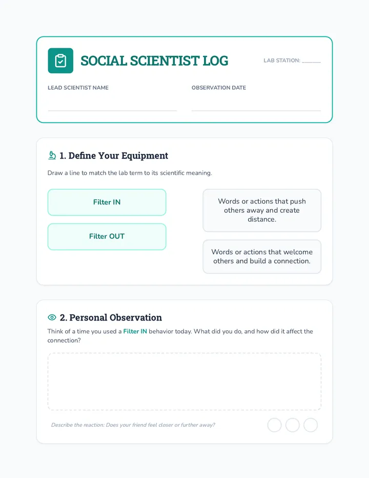 Social Scientist Log Worksheet