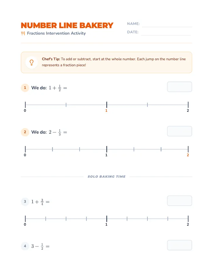 Number Line Worksheet