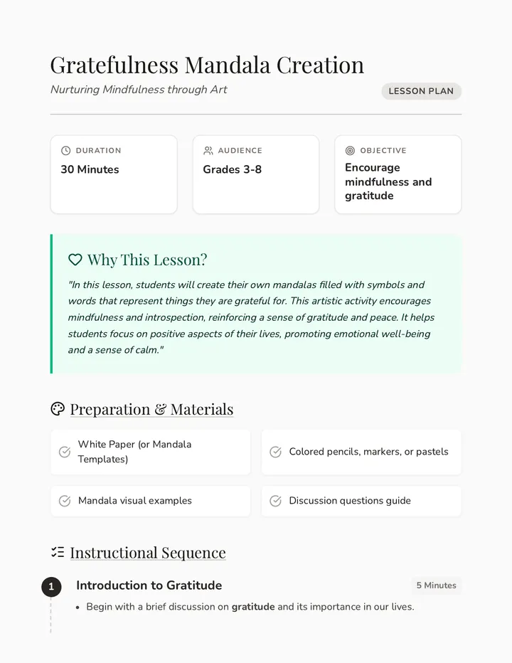 Mandala Lesson Plan