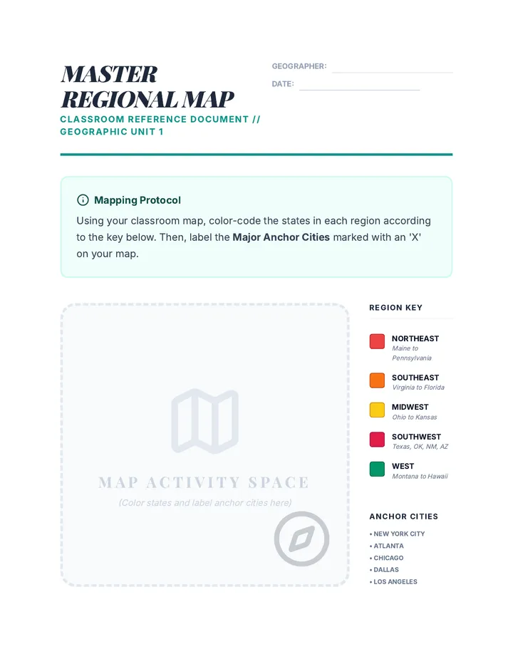 Regional Master Map Worksheet
