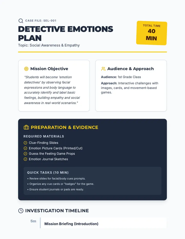 Detective Emotions Plan