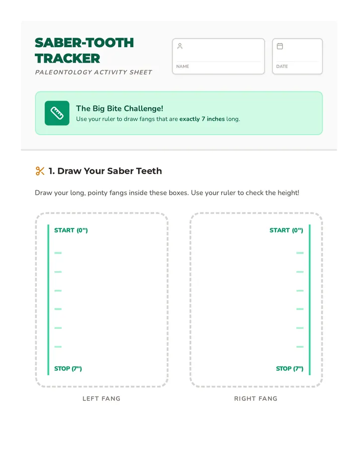Saber-Tooth Activity Sheet