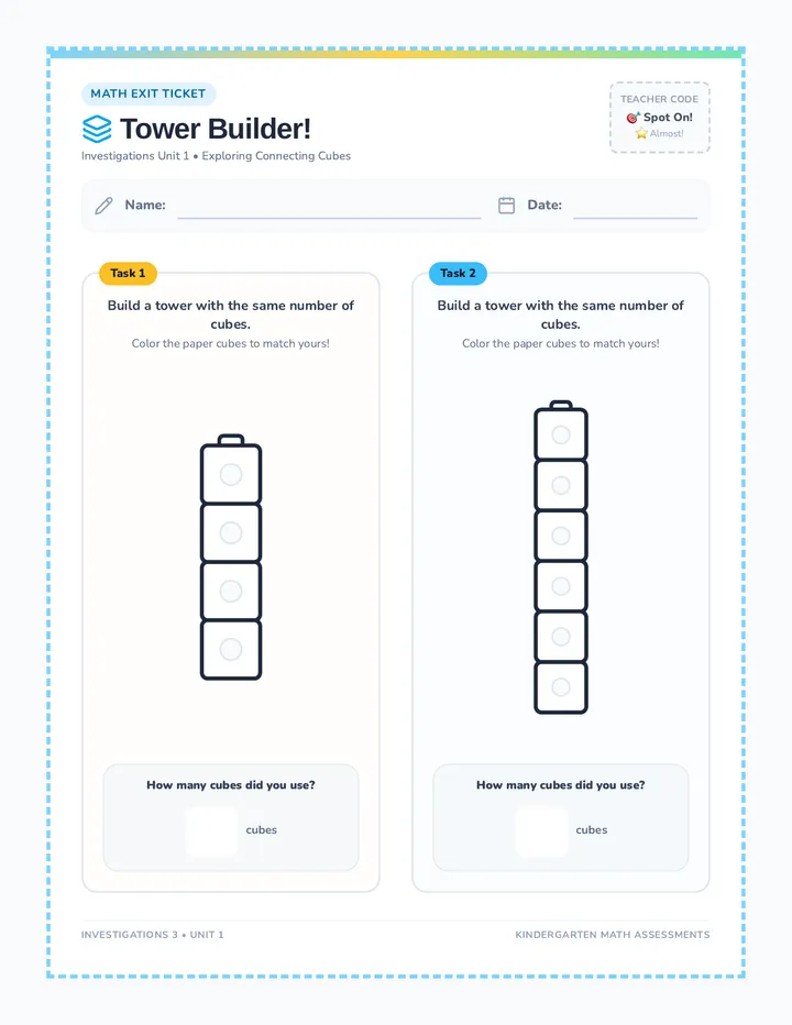 Tower Builder Exit Ticket