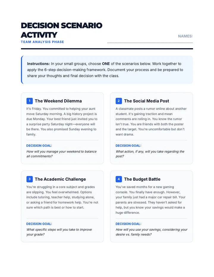 Decision Scenario Activity