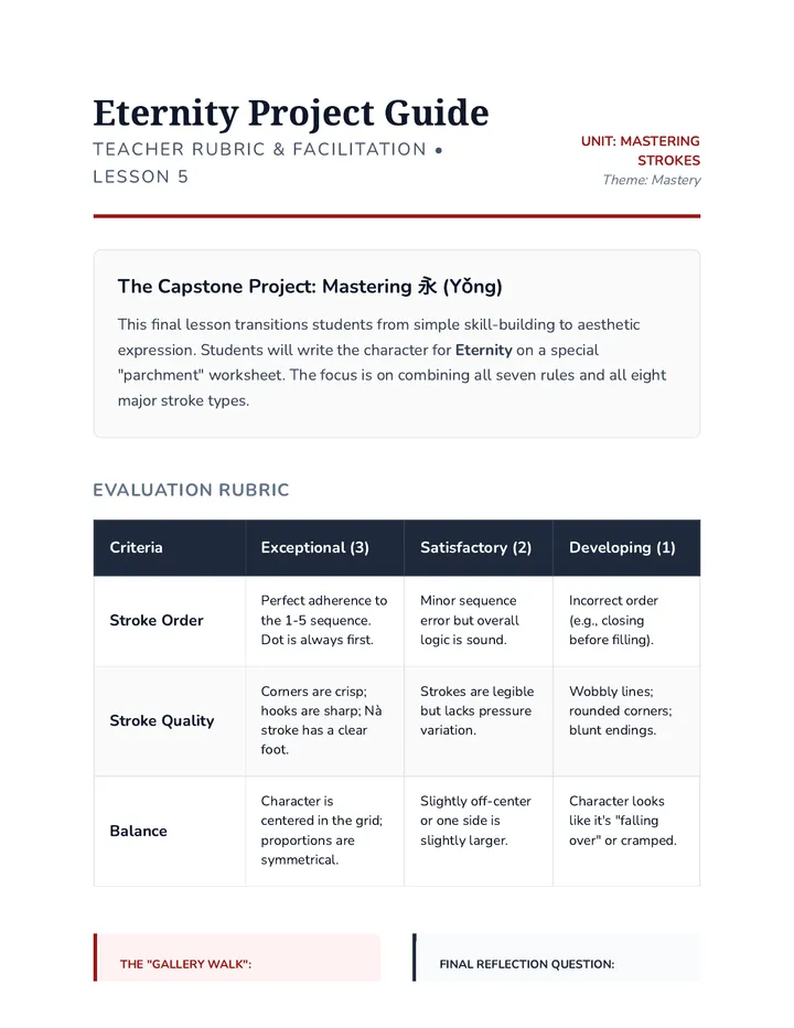 Calligraphy Project Teacher Guide