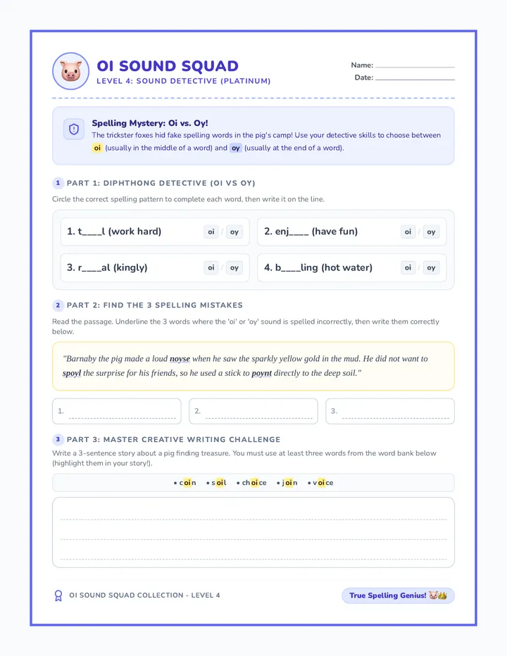 Oi Squad Platinum Worksheet