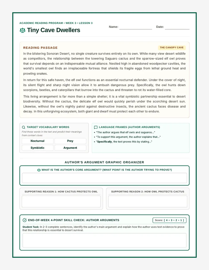Tiny Cave Dwellers Activity Sheet