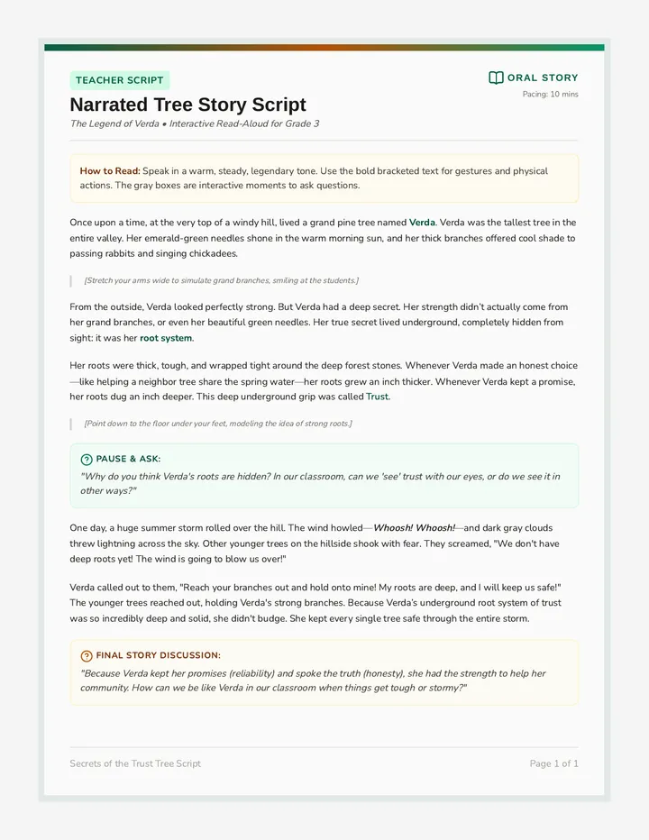 Narrated Tree Story Script