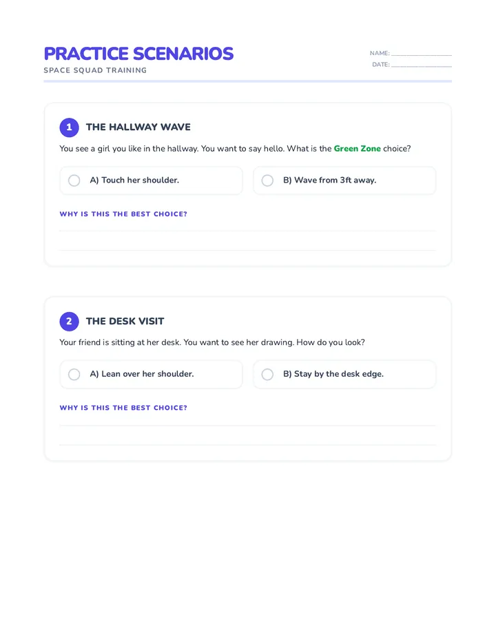 Practice Scenarios Worksheet