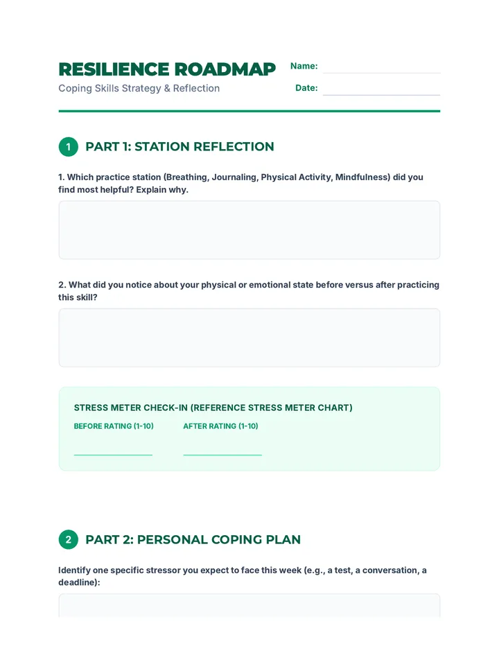 Resilience Roadmap Worksheet